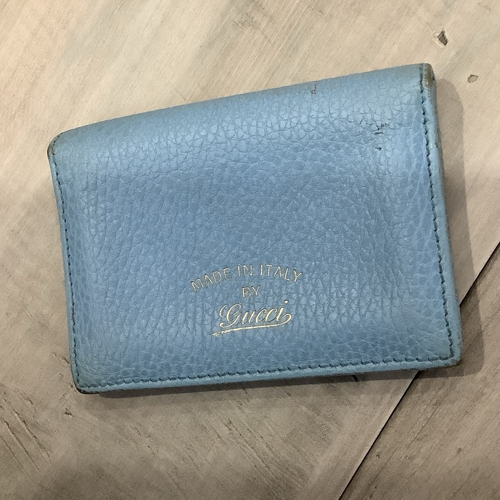 Gucci Sky Blue Leather Card Holder